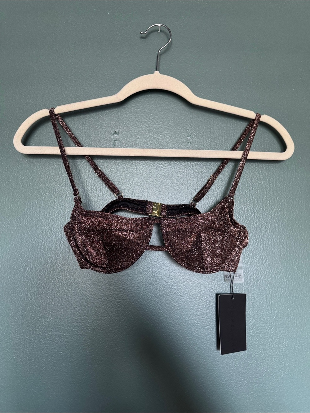 South Beach Brown Glitter Bikini Top